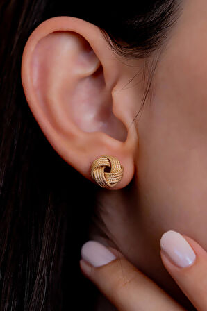 14 Ayar Altın İtalyan Hasır Düğüm Küpe 1,2 cm