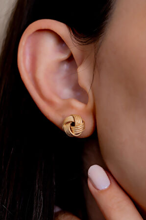 14 Ayar Altın İtalyan Hasır Düğüm Küpe 1,2 cm