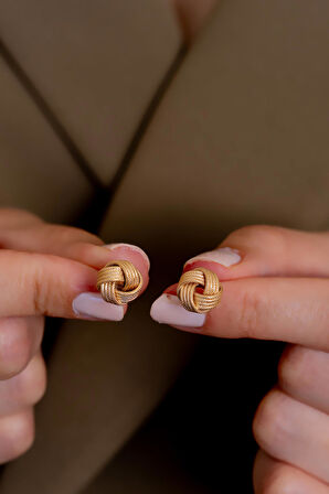 14 Ayar Altın İtalyan Hasır Düğüm Küpe 1,2 cm