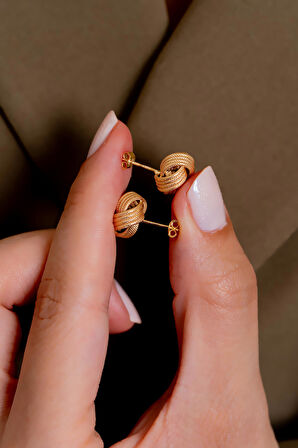 14 Ayar Altın İtalyan Hasır Düğüm Küpe 1,2 cm