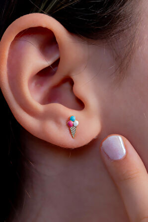 14 Ayar Altın Dondurma Küpe