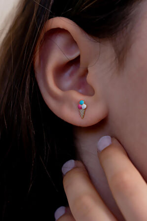 14 Ayar Altın Dondurma Küpe