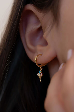 14 Ayar Altın Uçan Balon Halka Küpe