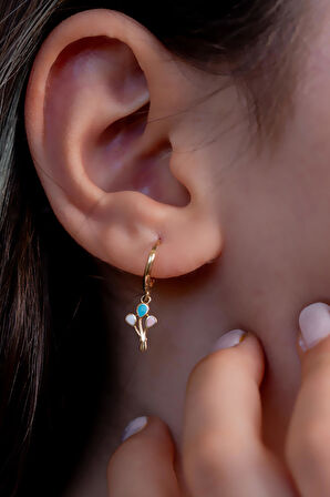 14 Ayar Altın Uçan Balon Halka Küpe