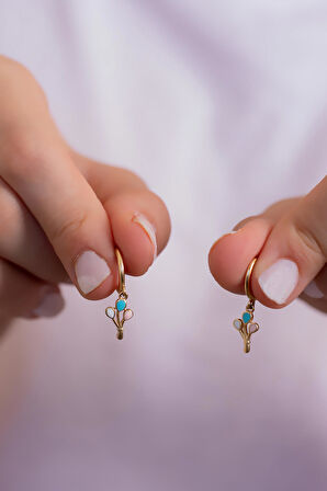 14 Ayar Altın Uçan Balon Halka Küpe