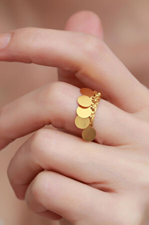 14 Ayar Altın Yuvarlak Pullu Yüzük