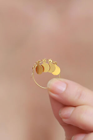 14 Ayar Altın Yuvarlak Pullu Yüzük