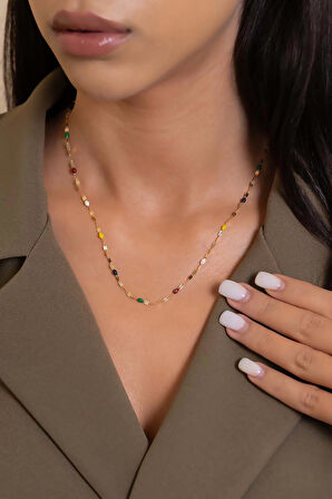 14 Ayar Altın Renkli Aynalı Zincir Kolye