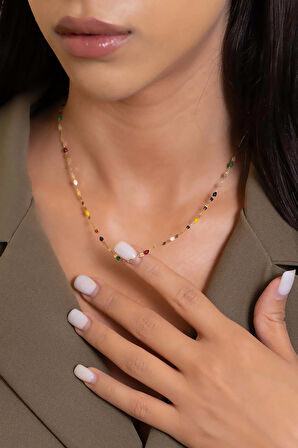 14 Ayar Altın Renkli Aynalı Zincir Kolye