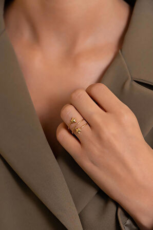 14 Ayar Altın İkiz Yıldız Yüzük