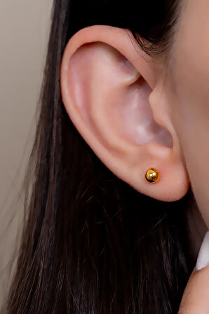 14 Ayar Altın Top Küpe 4 mm