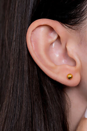 14 Ayar Altın Top Küpe 4 mm