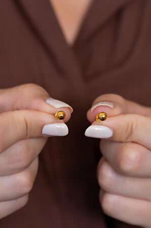 14 Ayar Altın Top Küpe 4 mm