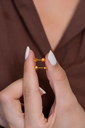 14 Ayar Altın Top Küpe 4 mm