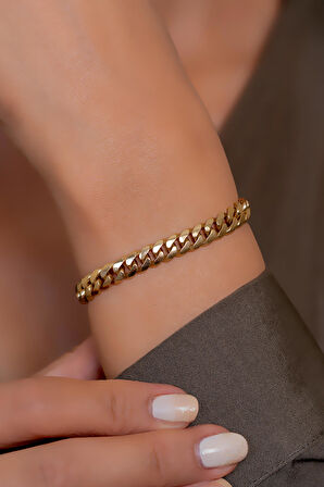 14 Ayar Altın Taşlı Gurmet Bileklik 7 mm