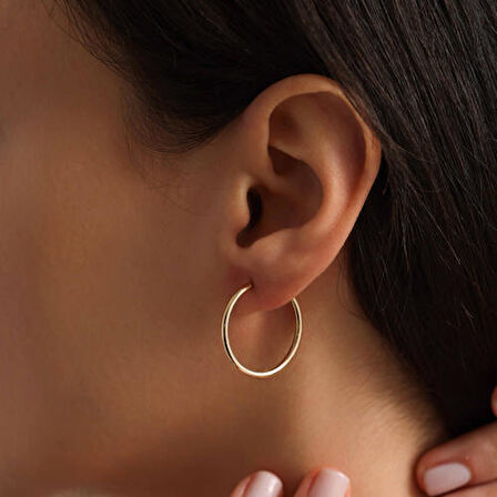 14 Ayar Altın Halka Tekli Küpe 2.2 cm