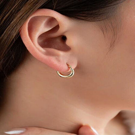 14 Ayar Altın Hasır Burgulu Tekli Küpe 0.8 cm