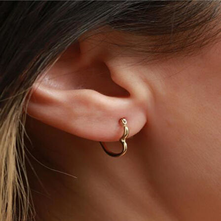 14 Ayar Altın Orta Boy Kalpli Tekli Küpe