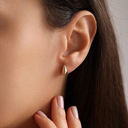 14 Ayar Altın Mini Tekli Damla Küpe