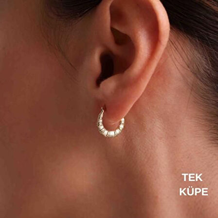 14 Ayar Altın Mini Tekli Deniz Atı Halka Küpe