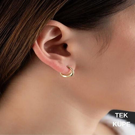 14 Ayar Altın Mini Boy Tekli Heleni Küpe 0,5 cm