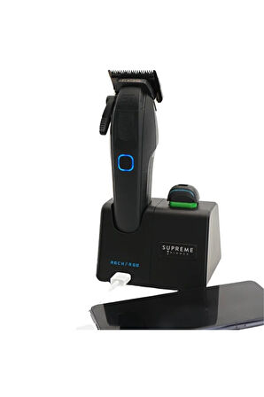 SUPREME TRİMMER Supreme Trimmer Siyah Recharge Clipper – 7500+ RPM Motor, 3 Saatlik Pil, Çıkarılabilir Batarya