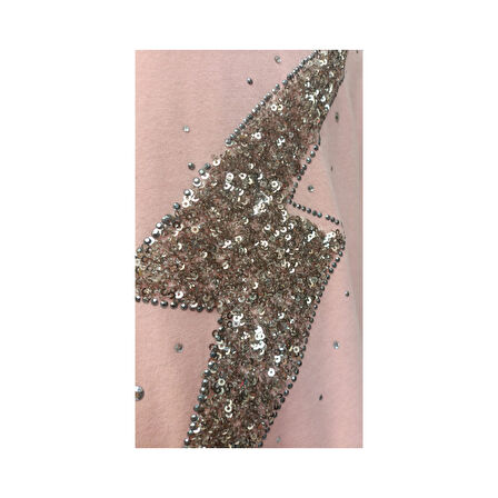 Kız Çocuk Pullu İşlemeli Uzun Kollu Pamuklu Penye Bluz