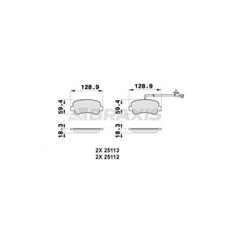 Renault Arka Fren Balatası Master III Movano B 2.3cdti 07 / 10> Tek Teker - Braxıs Ab0258