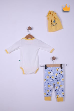 Babyhola %100 Pamuk Annesinin Kuzusu Çıtçıtlı Badi Pantolon Bere 3'lü Takım 593-4