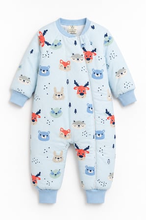 2.5 Tog Yorgan Gerektirmeyen Kalın Elyaf Dolgulu Çocuk Uyku Tulumu Pamuk Astarlı Unisex 6020