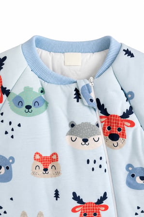2.5 Tog Yorgan Gerektirmeyen Kalın Elyaf Dolgulu Çocuk Uyku Tulumu Pamuk Astarlı Unisex 6020