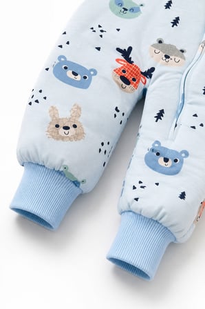 2.5 Tog Yorgan Gerektirmeyen Kalın Elyaf Dolgulu Çocuk Uyku Tulumu Pamuk Astarlı Unisex 6020