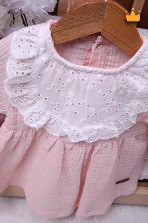 Kız Bebek Çocuk Yazlık Elbise Müslin Önlüklü Şortlu Takım 22410