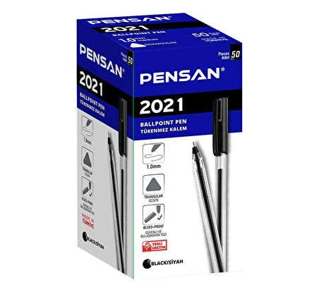 Pensan Tükenmez Kalem Üçgen 50 Li 1.0 mm Siyah