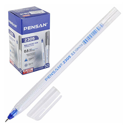 Pensan Tükenmez Kalem Üçgen Mavi 0,5 MM 50 Li 2305