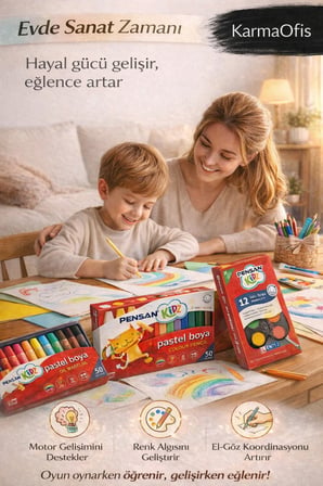 36 Parça Boyama Seti – 12’li Pastel, 12’li Kuru Boya, 12’li Sulu Boya – Tamamı Yerli Üretim