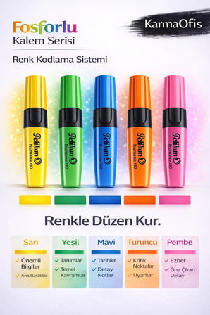 5’li Pembe Fosforlu Kalem Seti – Su Bazlı, 3 Uçlu, Yoğun Pigment