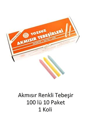 100 lü Renkli Tebeşir 10 Paket 1 Koli