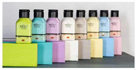 Artdeco Akrilik Boya 8x75ml Pastel Smoky + SİYAH 500ml + BEYAZ 500ml(2 Adet) - Set-