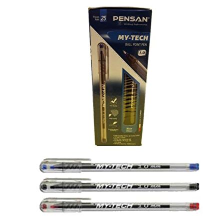 Pensan Tükenmez Kalem My Tech 1.0 Mm İğne Uç Mavi 2250   25'li Paket / Pensan