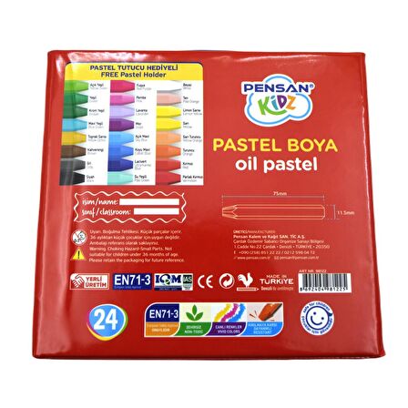 Pensan Kidz Çantalı Pastel Boya 24 Renk 