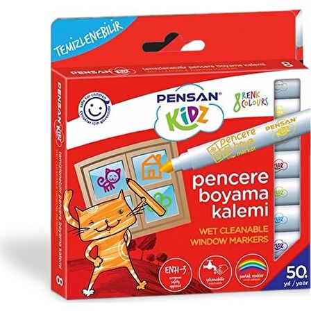 Pensan Kidz Temizlenebir 8 Renk Pencere Markör Kalem Pe99925Mrk8Rnk