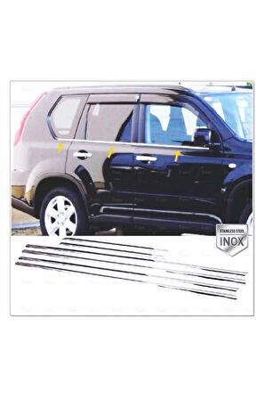 Nissan X-trail Uyumlu Krom Cam Çıtası 6 Prç. 2007-2014 P.çelik