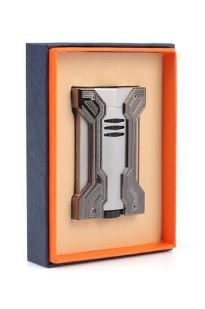Conquistador Çift Torch Pürmüz Krom Gunmetal Defi Extreme Dizayn Metal Puro Çakmağı CNQ-019
