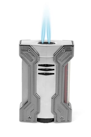 Conquistador Çift Torch Pürmüz Krom Gunmetal Defi Extreme Dizayn Metal Puro Çakmağı CNQ-019