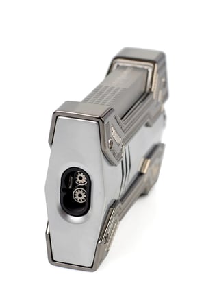 Conquistador Çift Torch Pürmüz Krom Gunmetal Defi Extreme Dizayn Metal Puro Çakmağı CNQ-019