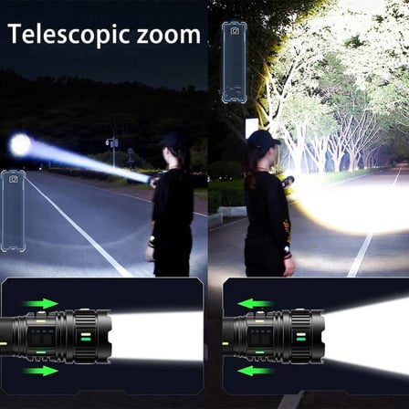LED El Feneri MBLG401 100W 3500 Lümen Teleskopik Zoom Uzun Menzilli Type-C Şarjlı IP55