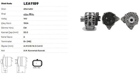 Nissan Alternator 12v 150a Nissan Qashqaı J11 1,5dci 2011-> Pulsar 1,5 DCI 2014-> Renault Megane IV Scenic - Lucas Lea1189