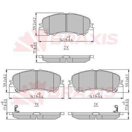 Nissan On Fren Balatası Nissan Qashqaı J11 Kasa 2013-> Xtraıl 2014-> Renault Kadjar 2015-> - Braxıs Aa0617