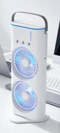 Çift Fanlı 1800 mAh Bataryalı 6000 rpm 3 Kademeli Masaüstü Taşınabilir Sprey Fan Vantilatör Pervane